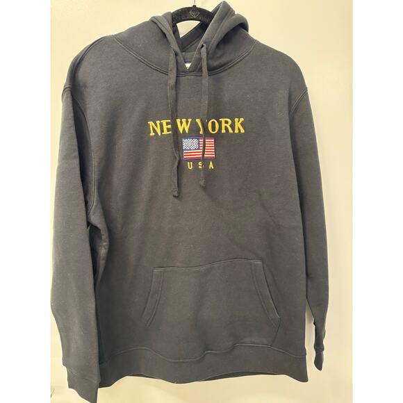 N/A Other - NWT New York Fleece Lined Cotton Blend NY Sweatshirt Black Hoodie Unisex Large